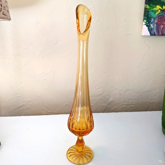 Vintage Other - Amber Swung Mid Century Bud Vase
